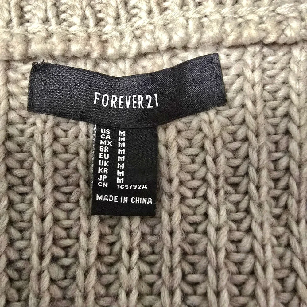 Forever 21 Faux Fur Vest‎ Sweater Back Zipper Closure Brown Women's Medium Fall